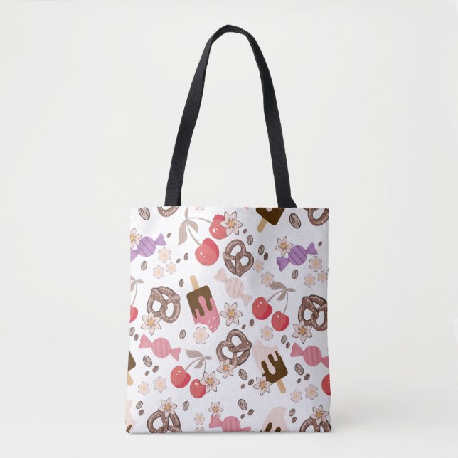 Bolsa Tote Padrão de Guloseimas Doces e Salgadas (Frente)