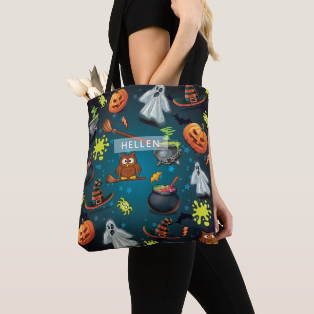 Bolsa Tote Padrão de Halloween personalizado (Close Up)