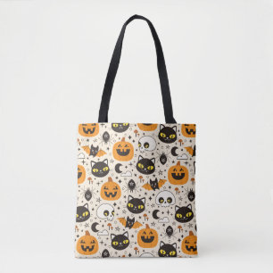 Bolsa Tote Padrão de Halloween Retro Bonito
