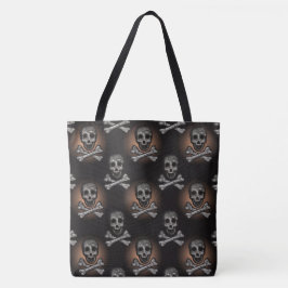 Bolsa Tote Padrão de Halloween Spooky Skulls
