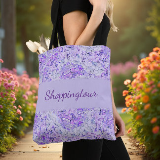 Bolsa Tote Padrão de hidrangea glorioso na lavanda, floral