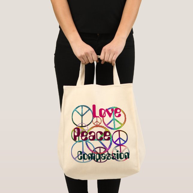 Bolsa Tote Padrão de Hipster de Sinal de Paz (Frente (produto))