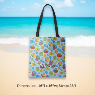Bolsa Tote Padrão de Ícones de Brinquedos de Praia