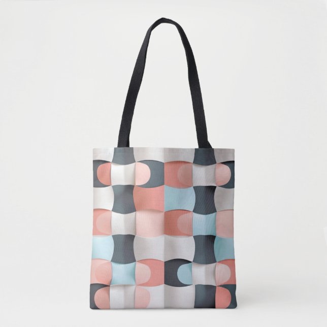 Bolsa Tote Padrão de Ilusão Geométrica Curva 3D Moderna (Frente)