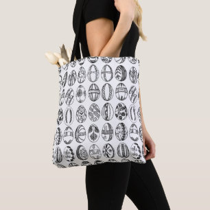 Bolsa Tote Padrão de Ilustração de Ovos de Páscoa Desenhados