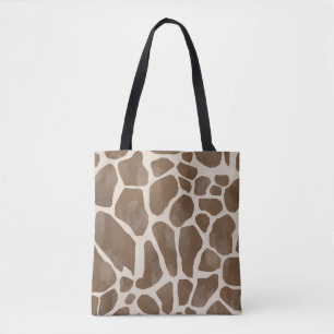 Bolsa Tote Padrão de Impressão Animal Girafa em Aquarela
