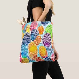 Bolsa Tote Padrão de impressão digital colorido