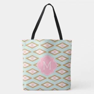 Bolsa Tote Padrão de inspiração tribal monograma bonito