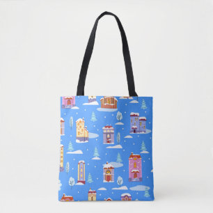 Bolsa Tote Padrão de inverno sem costura desenhado à mão c