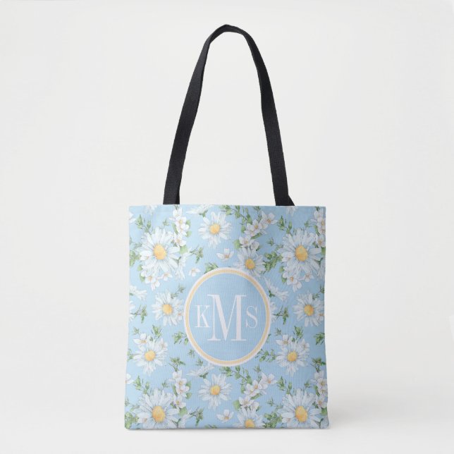 Bolsa Tote Padrão de Jardim da Flor Pastel Daisy (Frente)