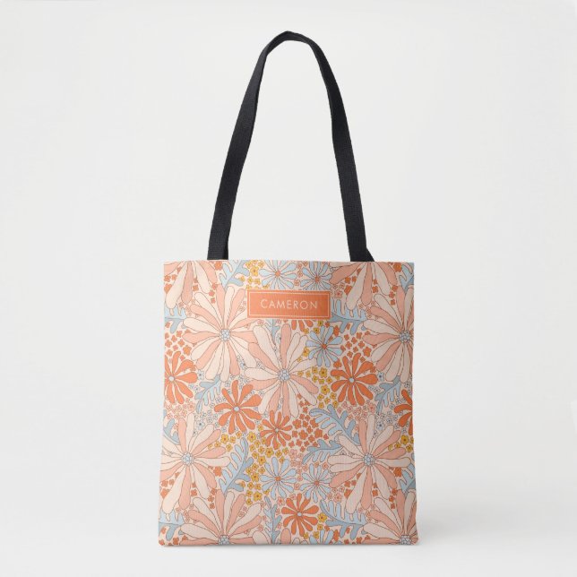 Bolsa Tote Padrão de Jardim da Flor Retroativa (Frente)