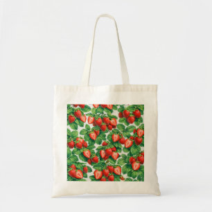 Bolsa Tote Padrão de Jardim de Morango Fatiado
