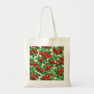 Bolsa Tote Padrão de Jardim de Morango Fresco