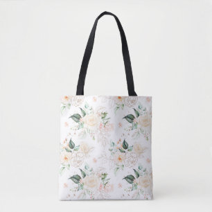 Bolsa Tote Padrão de Jardim Floral rosa