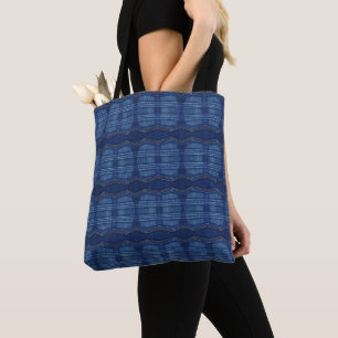 Bolsa Tote padrão de jeans azul
