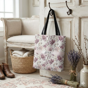 Bolsa Tote Padrão de Jornal Floral Vintage
