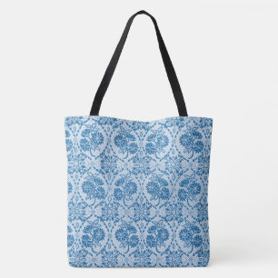 Bolsa Tote Padrão de Lace Faux Floral Azul do Indigo Personal