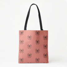 Bolsa Tote Padrão de Laço Coquette Rosa Fofo