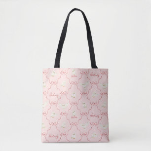 Bolsa Tote Padrão de Laço Rosa Hedwig