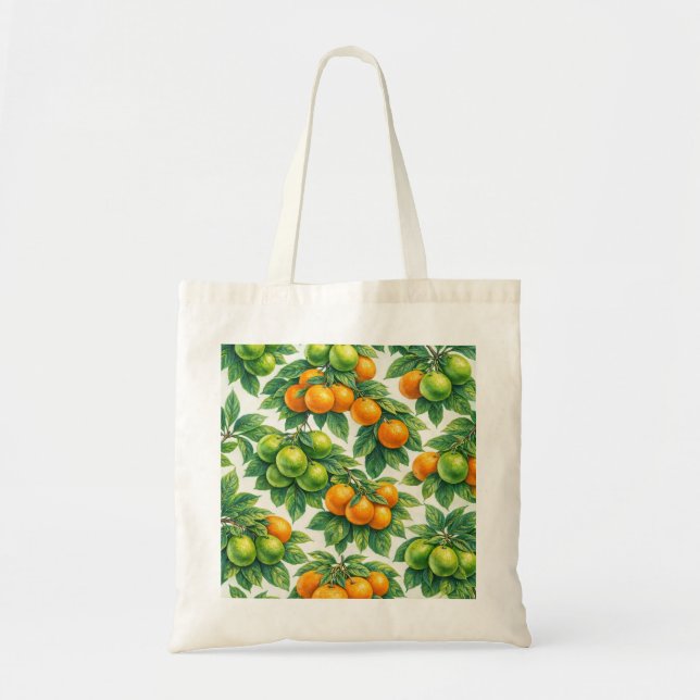 Bolsa Tote Padrão de Laranja Mandarina (Frente)