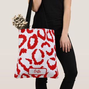 Bolsa Tote Padrão de Leopardo Vermelho