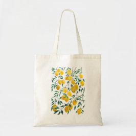 Bolsa Tote padrão de limão amarelo-aquarela
