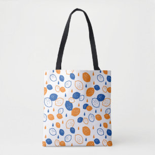 Bolsa Tote Padrão de limão azul e laranja, com Frutas empinad