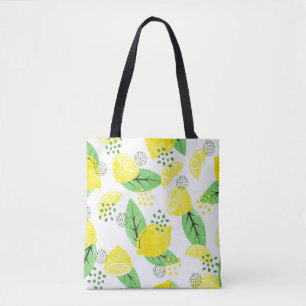 Bolsa Tote Padrão de limão de cor aquosa sem costura com fr