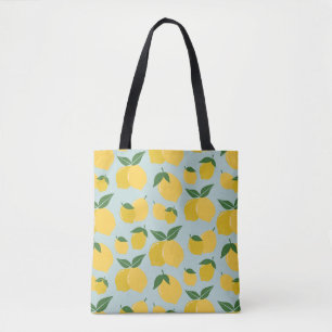 Bolsa Tote Padrão De Limão Fruta Retroativa Amarelo Em Verde