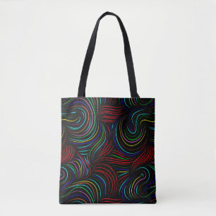 Bolsa Tote Padrão de linha multicolorido