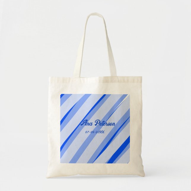 Bolsa Tote Padrão de linhas boho retrô adicionar nome data pa (Frente)