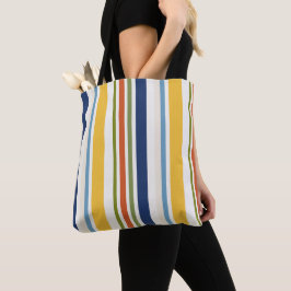 Bolsa Tote Padrão de Listra Vertical Colorida Moderna
