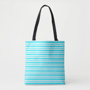 Bolsa Tote Padrão de Listras Brancas Azuis