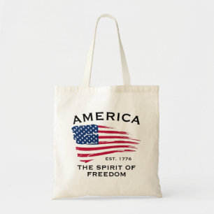 Bolsa Tote Padrão de listras e estrelas da bandeira vermelha,