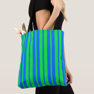 Bolsa Tote Padrão de Listras Elegantes Azul Verde