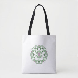 Bolsa Tote padrão de lótus verde vintage