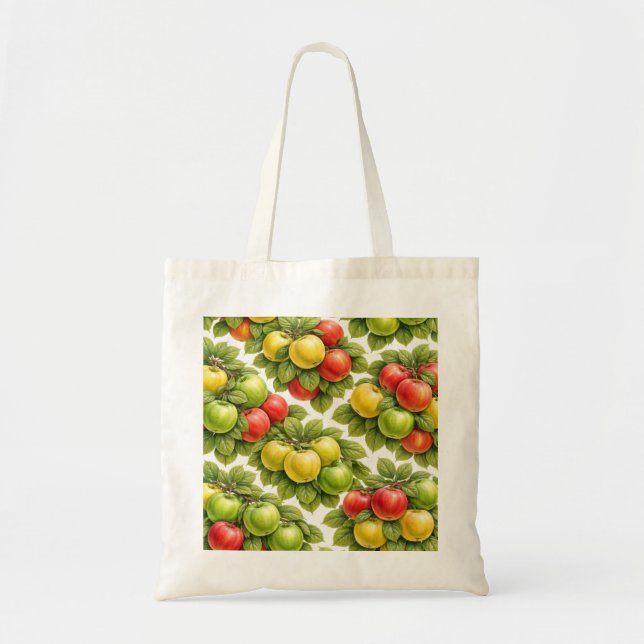 Bolsa Tote Padrão de Maçã Mista (Frente)