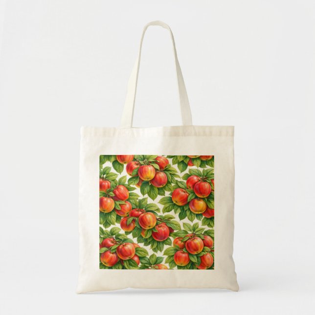 Bolsa Tote Padrão de Maçã Vermelha (Frente)