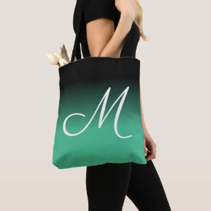 Bolsa Tote Padrão de madeira verde em preto e oceano