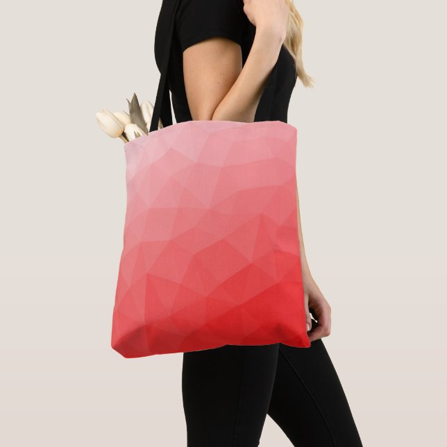 Bolsa Tote Padrão de malha geométrica gradiente vermelho (Close Up)