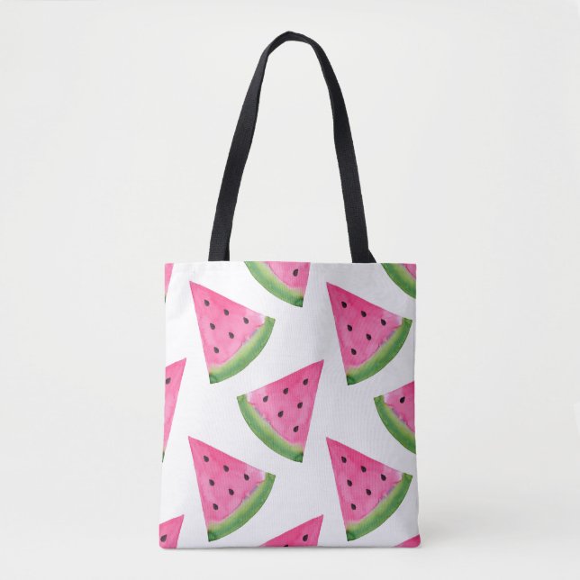 Bolsa Tote Padrão de Margem de Watercolor Melon (Frente)