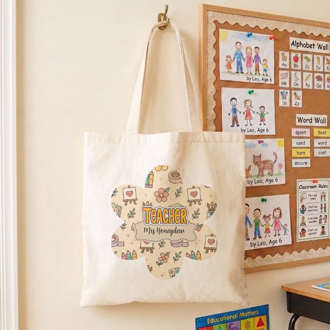 Bolsa Tote Padrão de material escolar para professores de pas (Criador carregado)