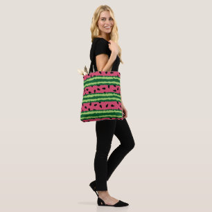 Bolsa Tote Padrão de Melancia Cóta Rosa e Verde