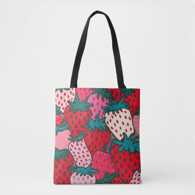 Bolsa Tote Padrão de Morango (Frente)