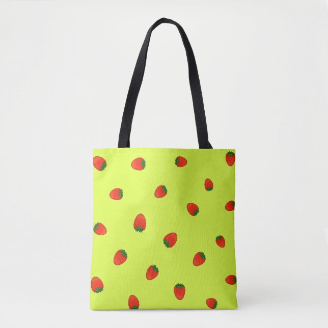 Bolsa Tote Padrão de morango (Frente)
