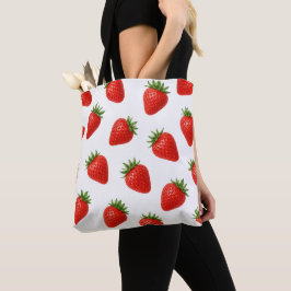 Bolsa Tote Padrão de Morango Sem Costura Fruta Vermelha Fofa