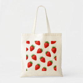 Bolsa Tote Padrão de Morango Sem Costura Fruta Vermelha Fofa