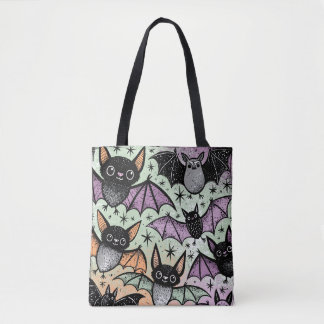 Bolsa Tote Padrão de Morcegos Caprichosos Halloween