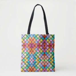 Bolsa Tote Padrão de mosaico arco-íris