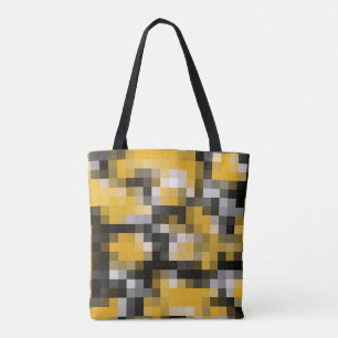 Bolsa Tote Padrão de mosaico preto amarelo moderno da Trendy